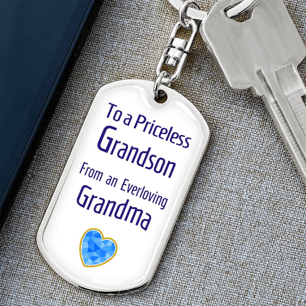 Dog Tag Swivel Keychain for a Priceless Grandson