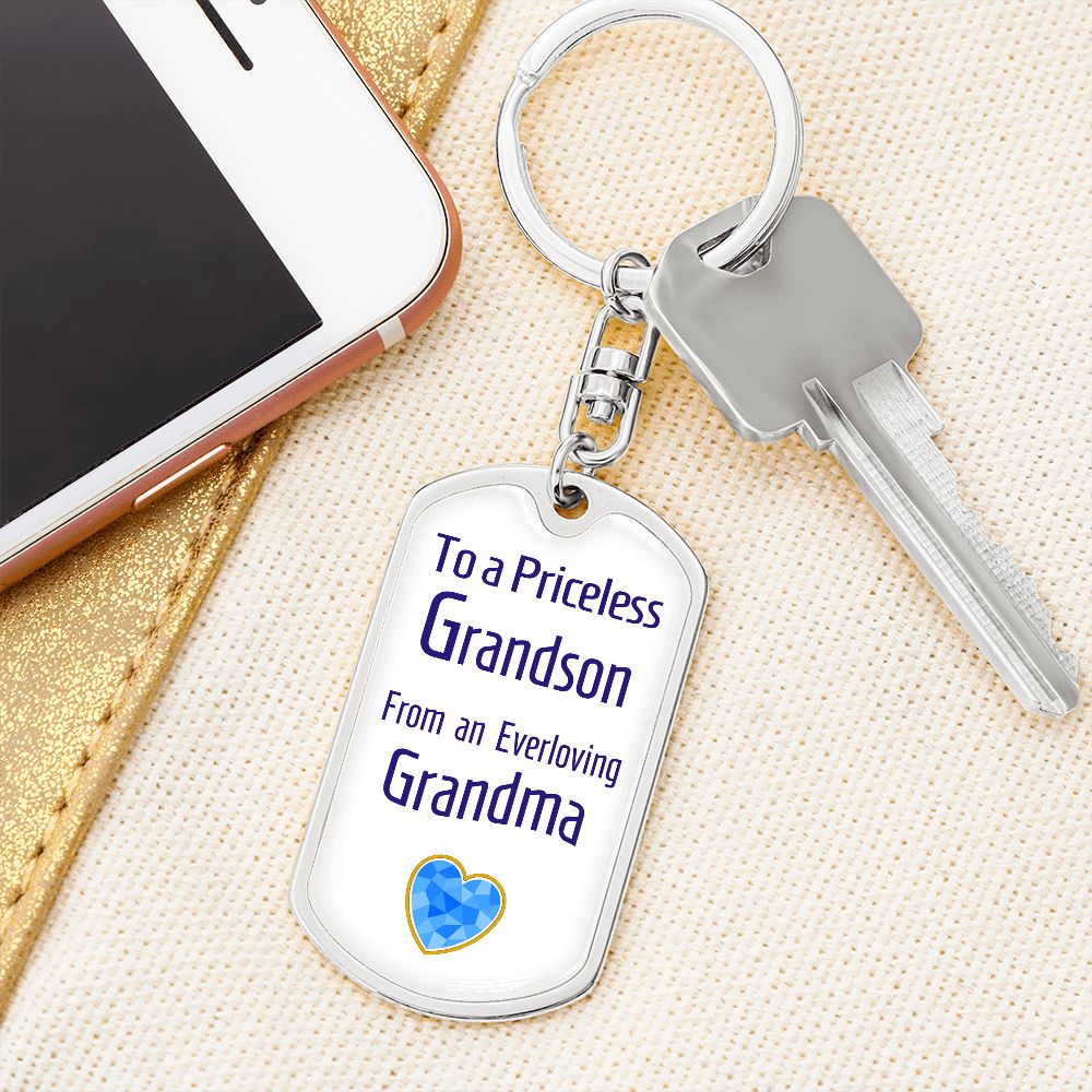 Dog Tag Swivel Keychain for a Priceless Grandson