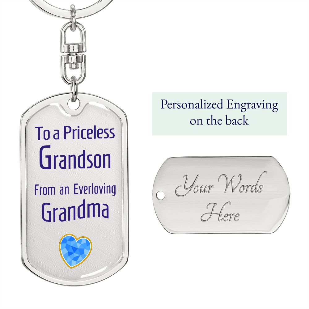 Dog Tag Swivel Keychain for a Priceless Grandson