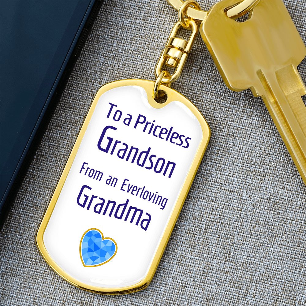 Dog Tag Swivel Keychain for a Priceless Grandson