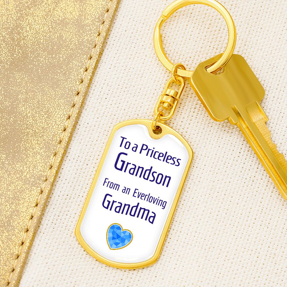 Dog Tag Swivel Keychain for a Priceless Grandson