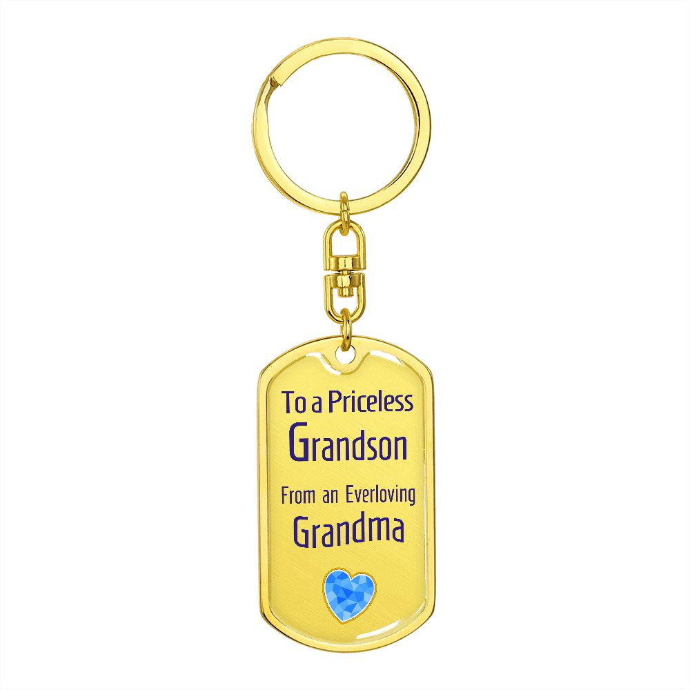 Dog Tag Swivel Keychain for a Priceless Grandson