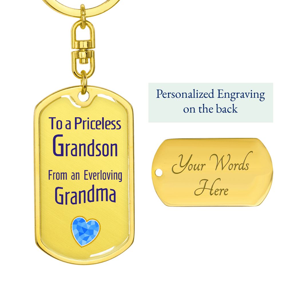 Dog Tag Swivel Keychain for a Priceless Grandson