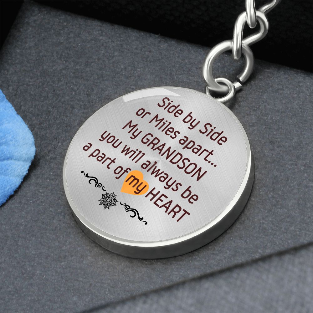 Round Keychain for a Loving Grandson