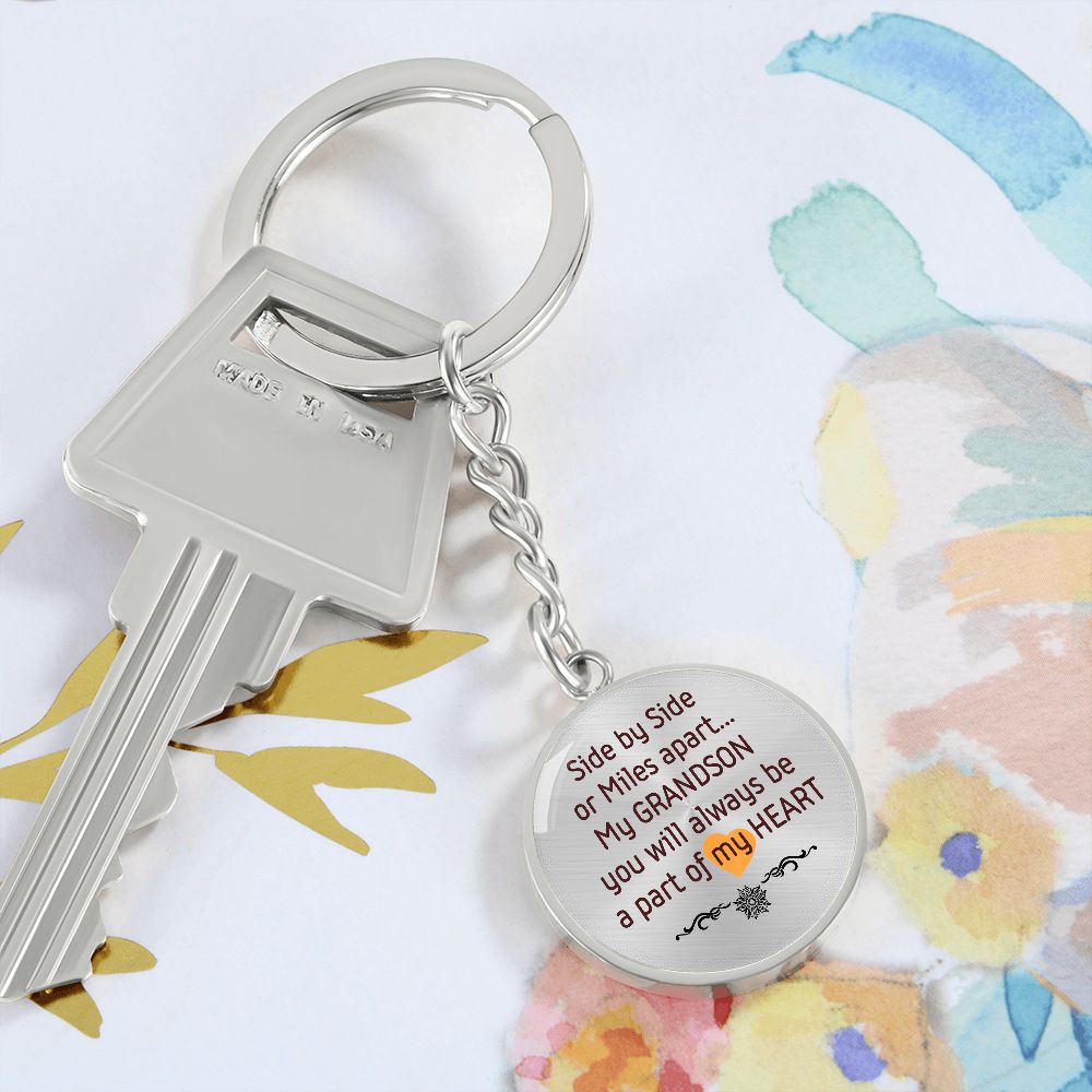 Round Keychain for a Loving Grandson