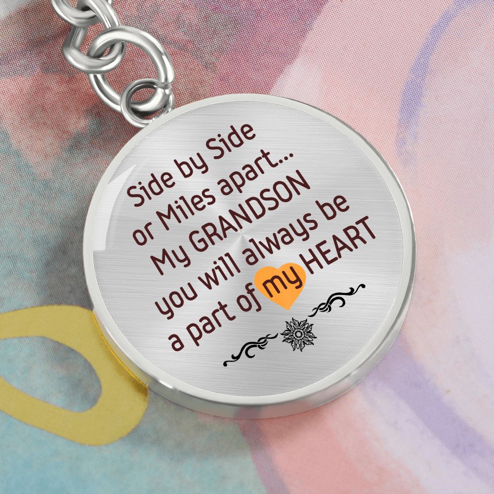 Round Keychain for a Loving Grandson