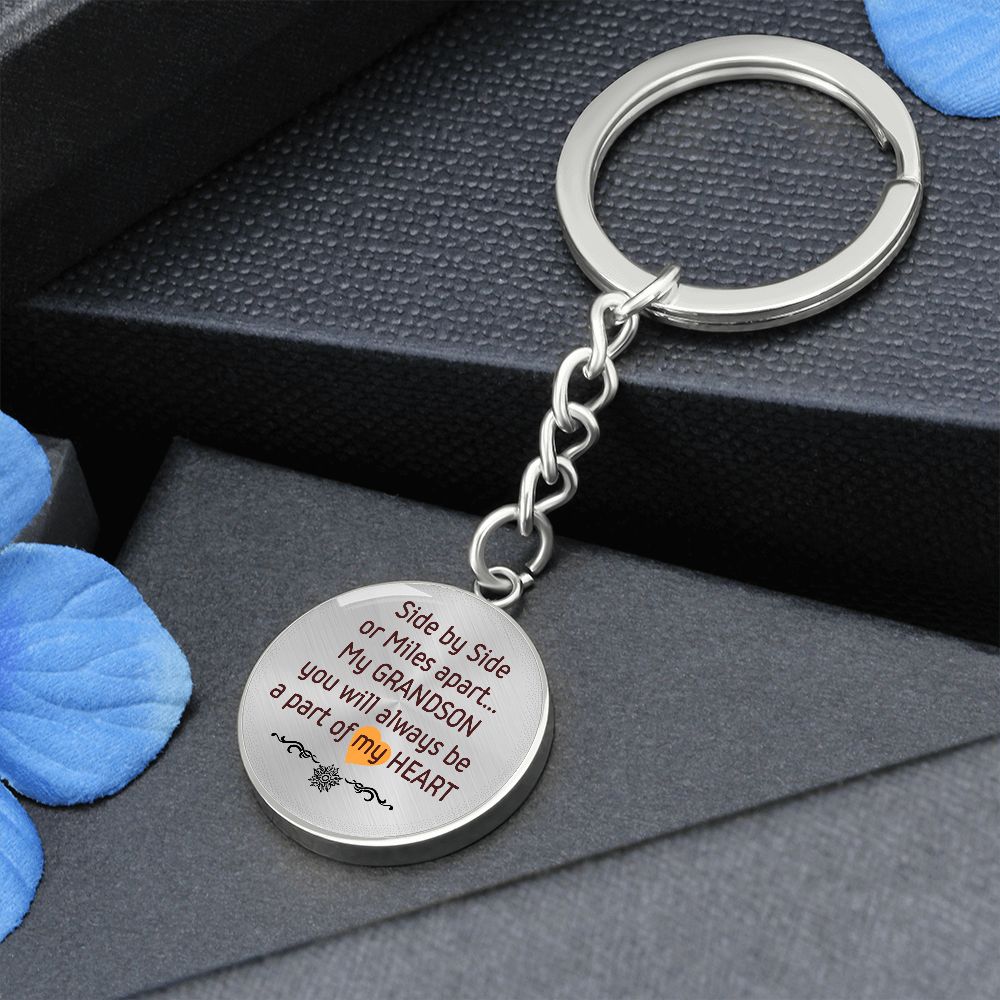 Round Keychain for a Loving Grandson