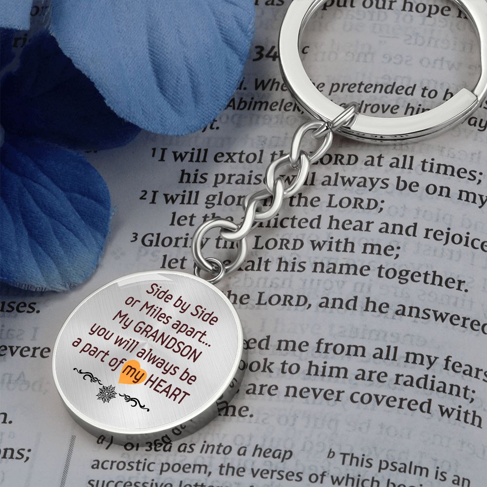 Round Keychain for a Loving Grandson