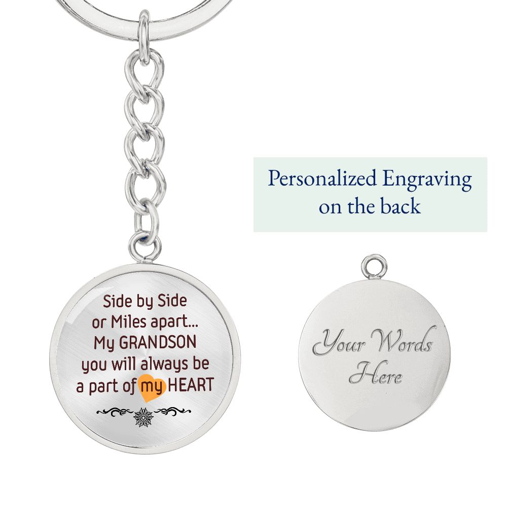 Round Keychain for a Loving Grandson