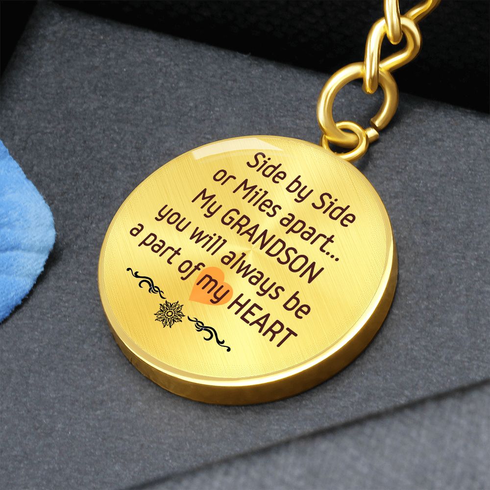 Round Keychain for a Loving Grandson