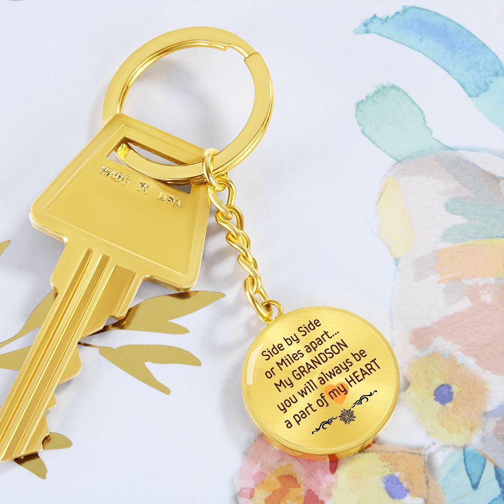 Round Keychain for a Loving Grandson