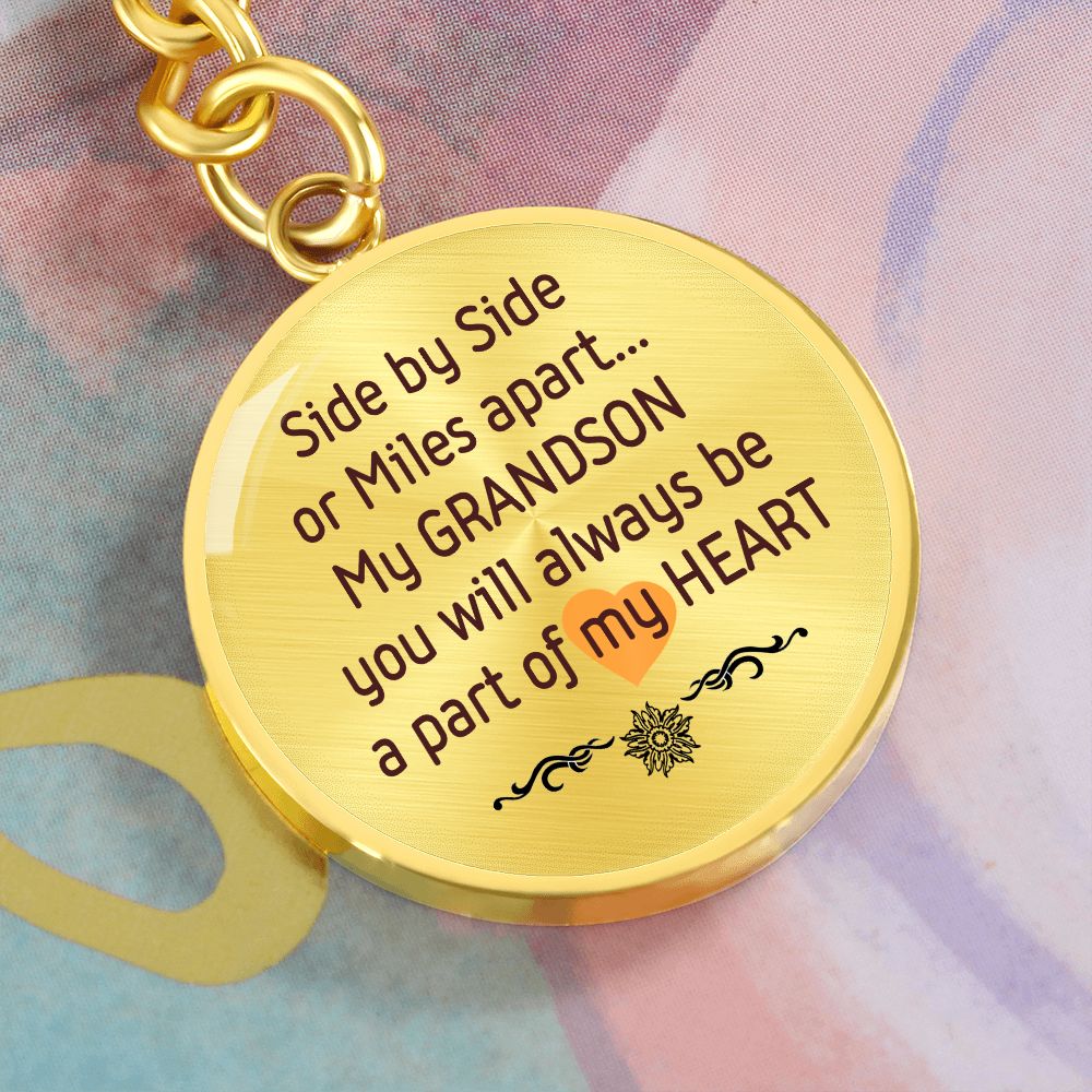 Round Keychain for a Loving Grandson
