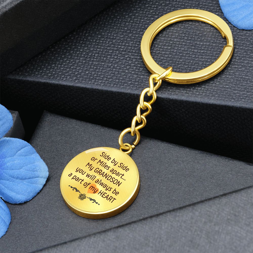 Round Keychain for a Loving Grandson