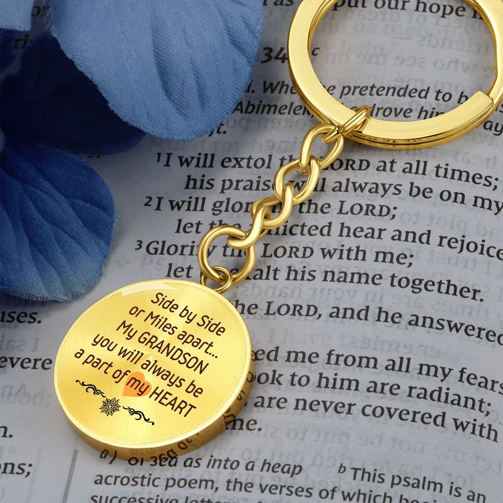 Round Keychain for a Loving Grandson