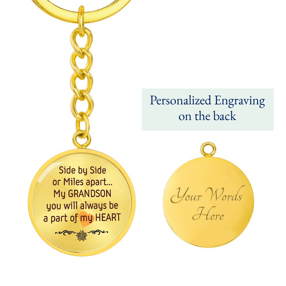 Round Keychain for a Loving Grandson