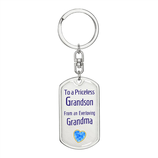Dog Tag Swivel Keychain for a Priceless Grandson